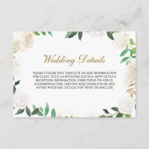 Gold Watercolor Wreath Wedding Reception Details Enclosure Card