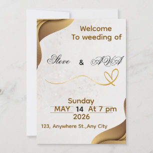 Gold Wave Elegant Wedding Invitation Soft & Luxu