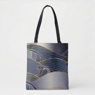 Gold Wave Lines, Abstract Vintage. Tote Bag