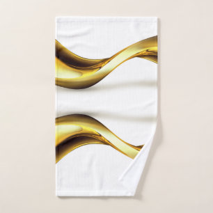 Gold Wave on White Pretty Hand Towel