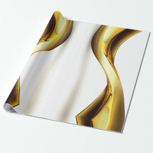 Gold Wave on White Pretty Wrapping Paper