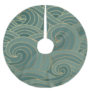 Gold Wave: Traditional Oriental Luxury Brushed Polyester Tree Skirt