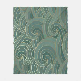 Gold Wave: Traditional Oriental Luxury Fleece Blanket