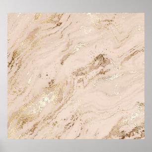 Gold Waves: Abstract Marble Poster