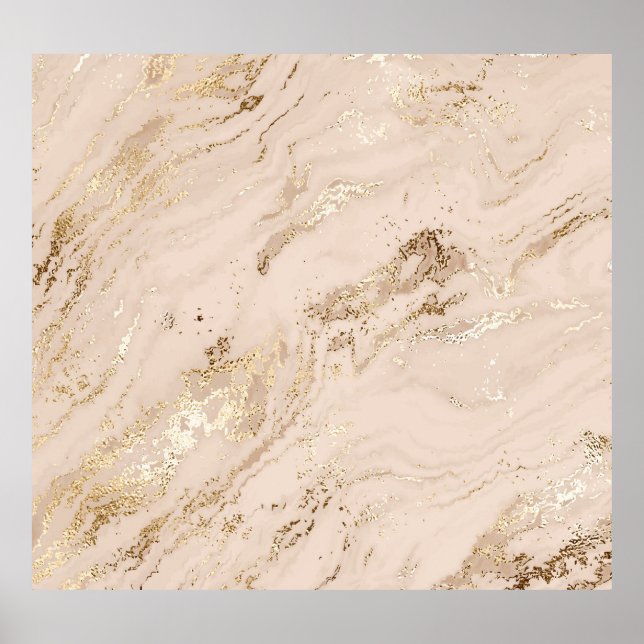Gold Waves: Abstract Marble Poster (Front)