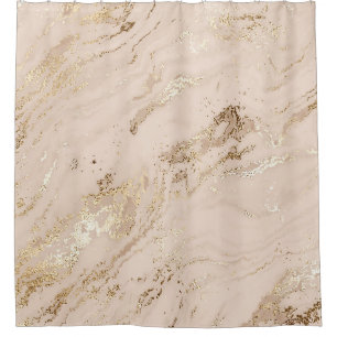 Gold Waves: Abstract Marble Shower Curtain