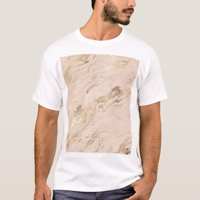 Gold Waves: Abstract Marble T-Shirt (Front)