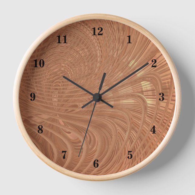 Gold Waves Wall Clock Modern Art Design (Front)