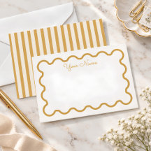 Gold Wavy Border Personalised Note Card