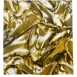 Gold Wavy Metallic Look Shower Curtain
