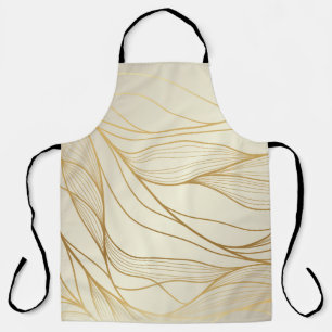 Gold wavy pattern. Luxurious golden linear ornamen Apron