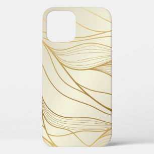 Gold wavy pattern. Luxurious golden linear ornamen iPhone 12 Case