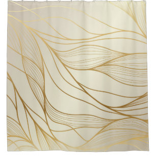 Gold wavy pattern. Luxurious golden linear ornamen Shower Curtain