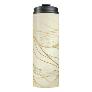 Gold wavy pattern. Luxurious golden linear ornamen Thermal Tumbler