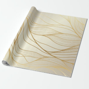 Gold wavy pattern. Luxurious golden linear ornamen Wrapping Paper
