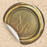 Gold Wax Seal Customised Initials Luxury Stickers<br><div class="desc">Classy wax seal design sticker with gold colours to personalise with your initials for any occasion,  from weddings to baby showers!</div>