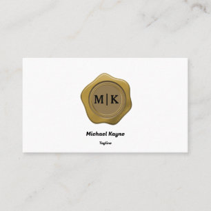Gold Wax Seal on Black & White Business Card
