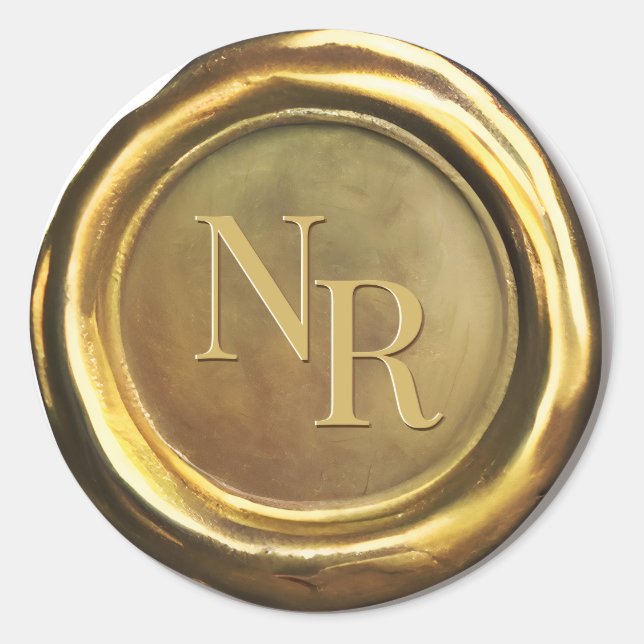      Gold Wax Seal Vintage Classy Wedding Stickers (Front)