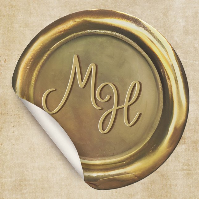  Gold Wax Seal Vintage Customised Wedding Stickers (Creator Uploaded)