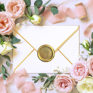 Gold Wax Seal Vintage Customised Wedding Stickers