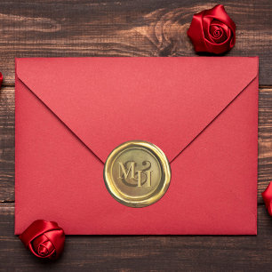 Gold Wax Seal Vintage Customised Wedding Stickers