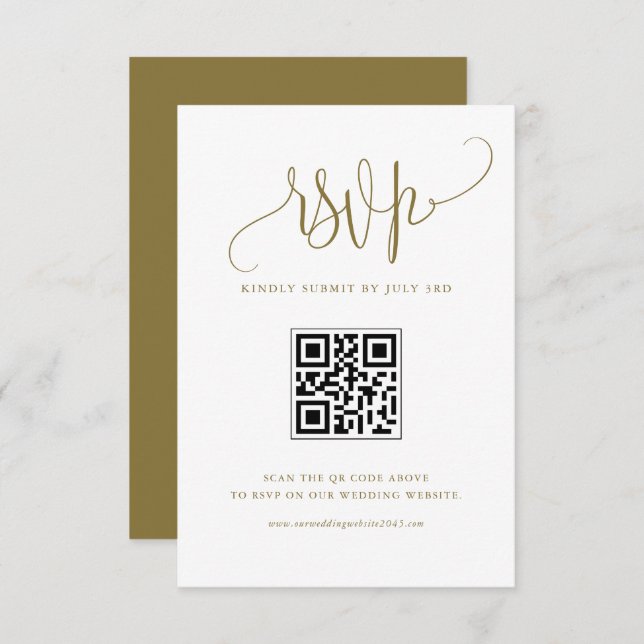 Gold We Do Modern Calligraphy Wedding QR Code RSVP Card (Front/Back)