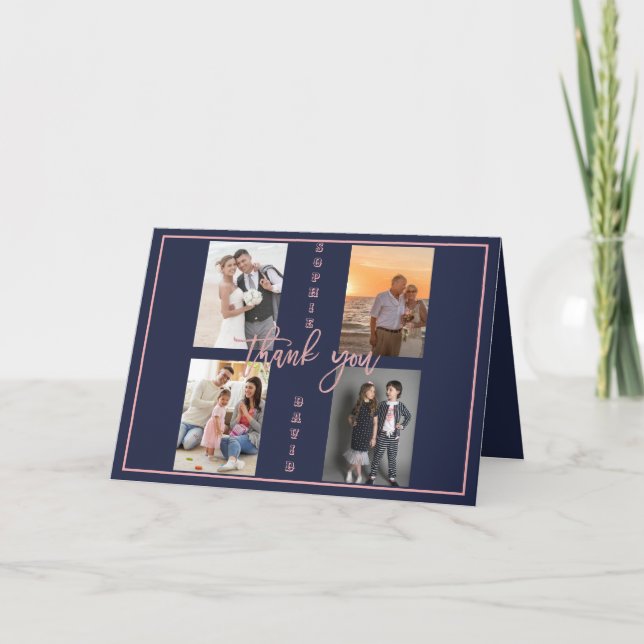 Gold We Still Do Renew the Vows Photo Collage Thank You Card (Front)