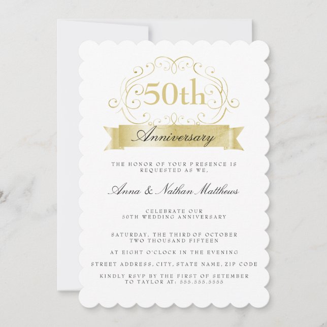 Gold Wedding 50th Anniversary Invite (Front)