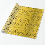 Gold Wedding 50th Anniversary Wrapping Paper<br><div class="desc">Gold 50th Anniversary word art themed gift wrapping paper. Golden wedding anniversary celebration gift idea.</div>