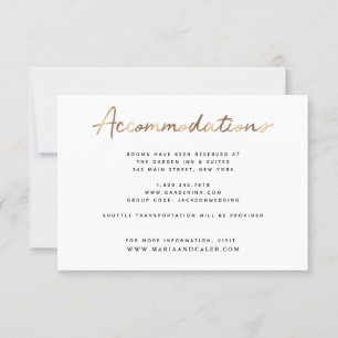 Gold Wedding Accommodations Details Card
