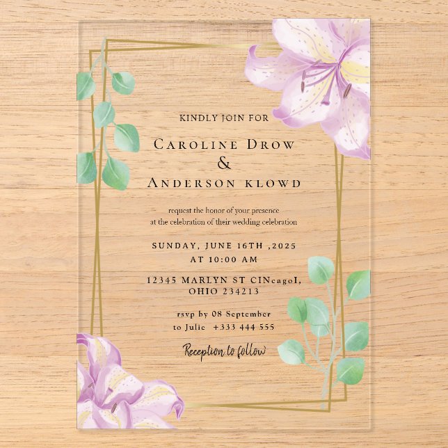 GOLD WEDDING Acrylic Invitations (Front)