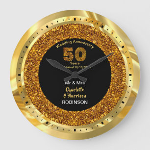 Gold Wedding Anniversary 50 Years Personalised Large Clock