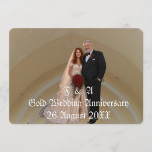 Gold Wedding Anniversary Couple Photo Invitation