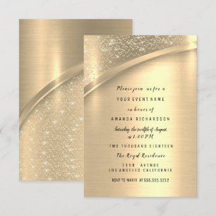 Gold Wedding Anniversary Glitter Bridal Invitation