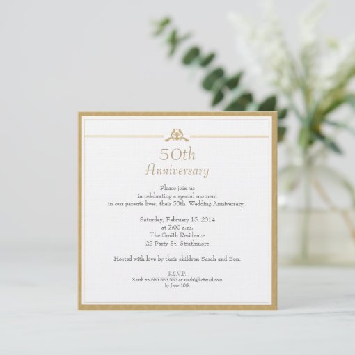 Gold Wedding Anniversary Invitation | Zazzle