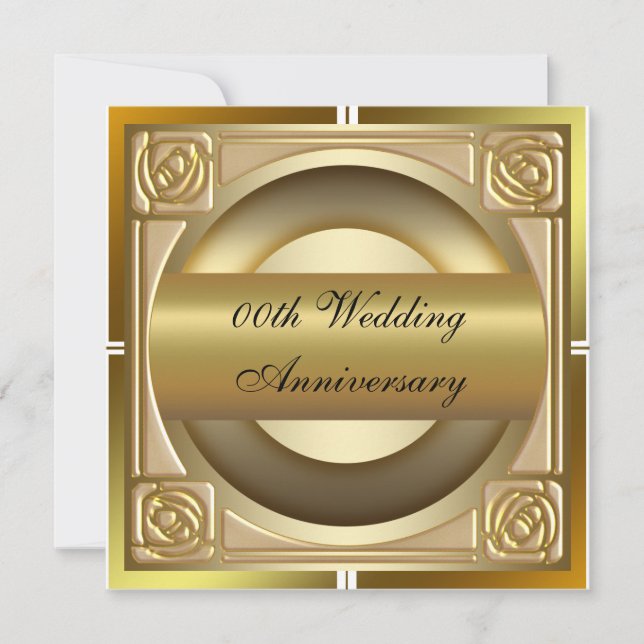 Gold Wedding Anniversary Party Invitation (Front)