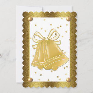 Gold Wedding Bells Scalloped Elegant Invitation