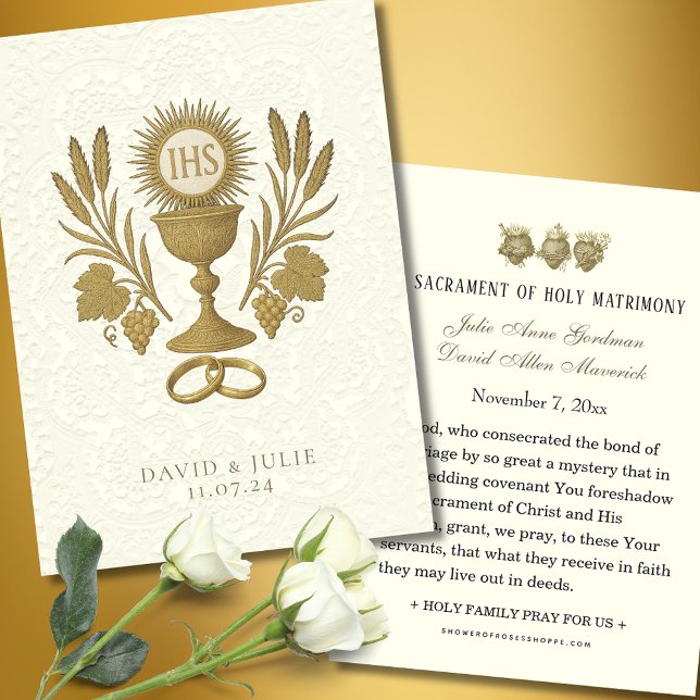 Gold Wedding Catholic Prayer Holy Card (Creator Uploaded)