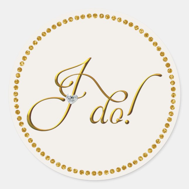 Gold Wedding Classic Round Sticker (Front)