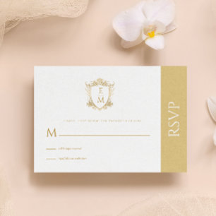 Gold Wedding Crest Custom Monogram RSVP Card