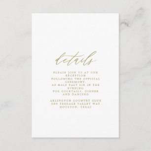 Gold Wedding Details Card