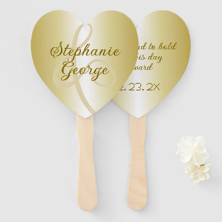 Gold Wedding Fans Have and Hold Saying