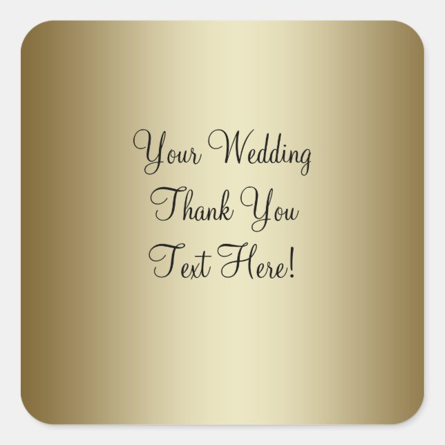 Gold Wedding Favour Thank You Sticker (Front)