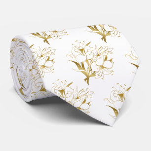 Gold wedding floral design. Flower illustration Tie