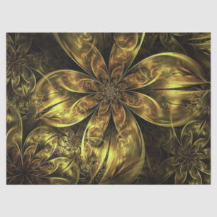 Gold Wedding Fractal Flowers Tissue Paper