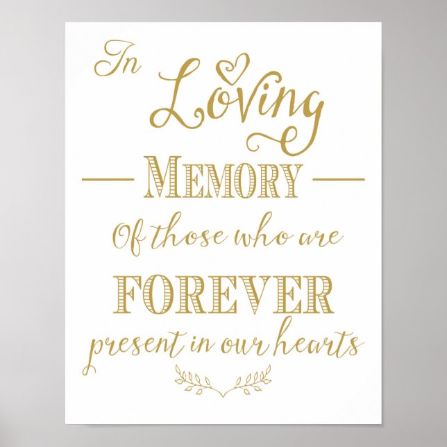 Gold wedding In Loving memory sign print (Front)