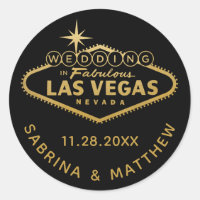 Gold Wedding in Vegas Sign Favour Label