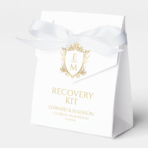 Gold Wedding Initials & Wedding Floral Crest  Favour Box