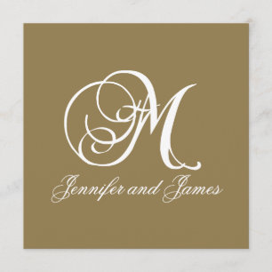 Gold Wedding Invitation Monogram M Template