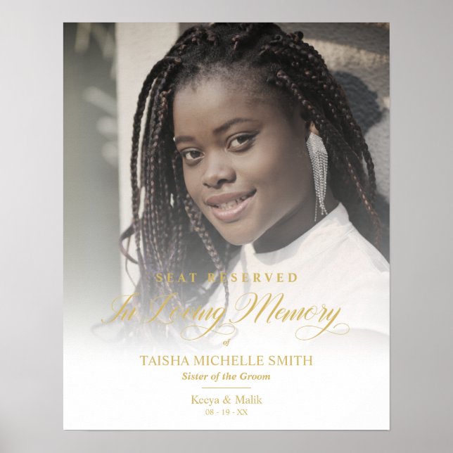 Gold Wedding Loving Memory Reserved Seat Loved One Poster (Front)